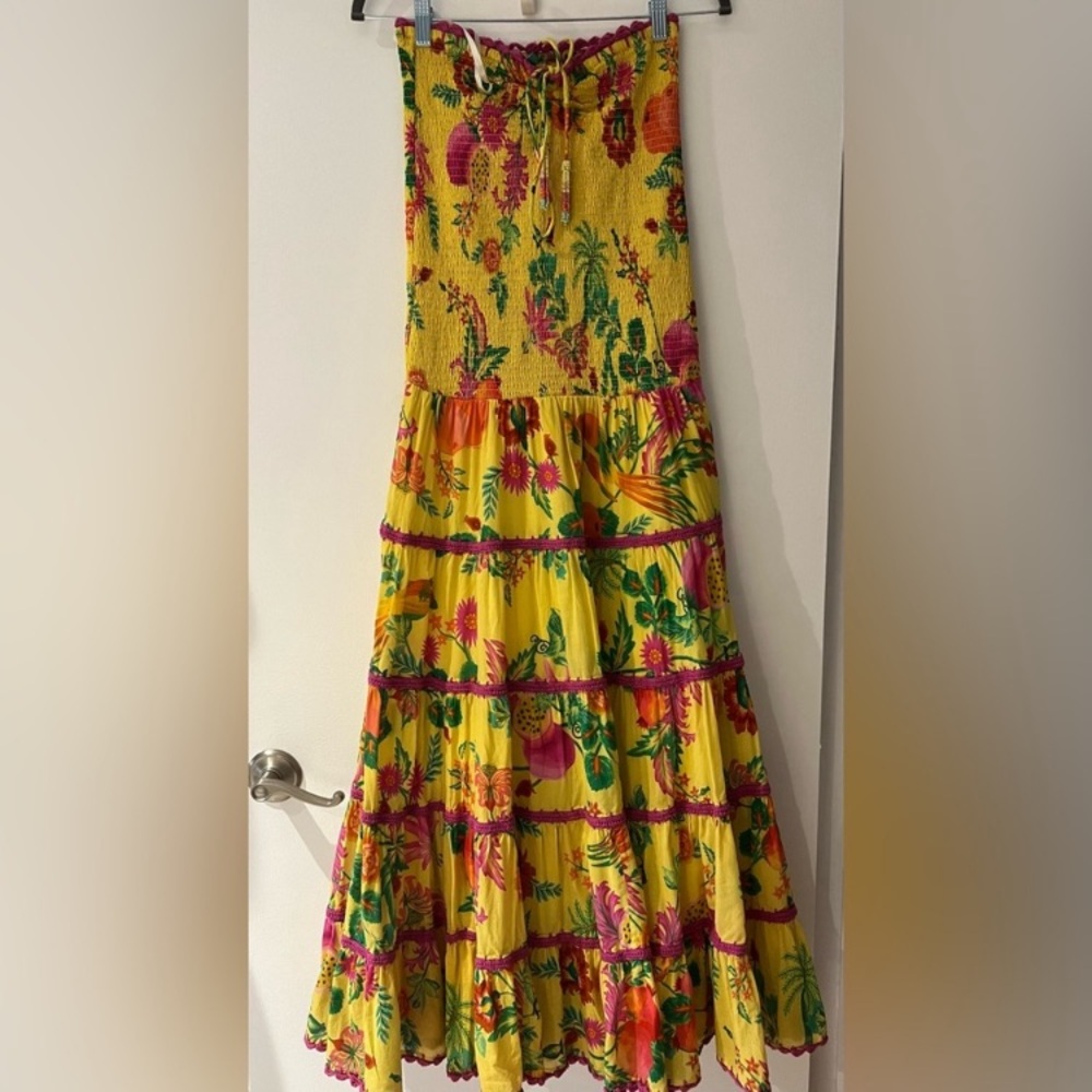 FARM Rio Strapless Yellow Floral Dress - Picture 3 of 9